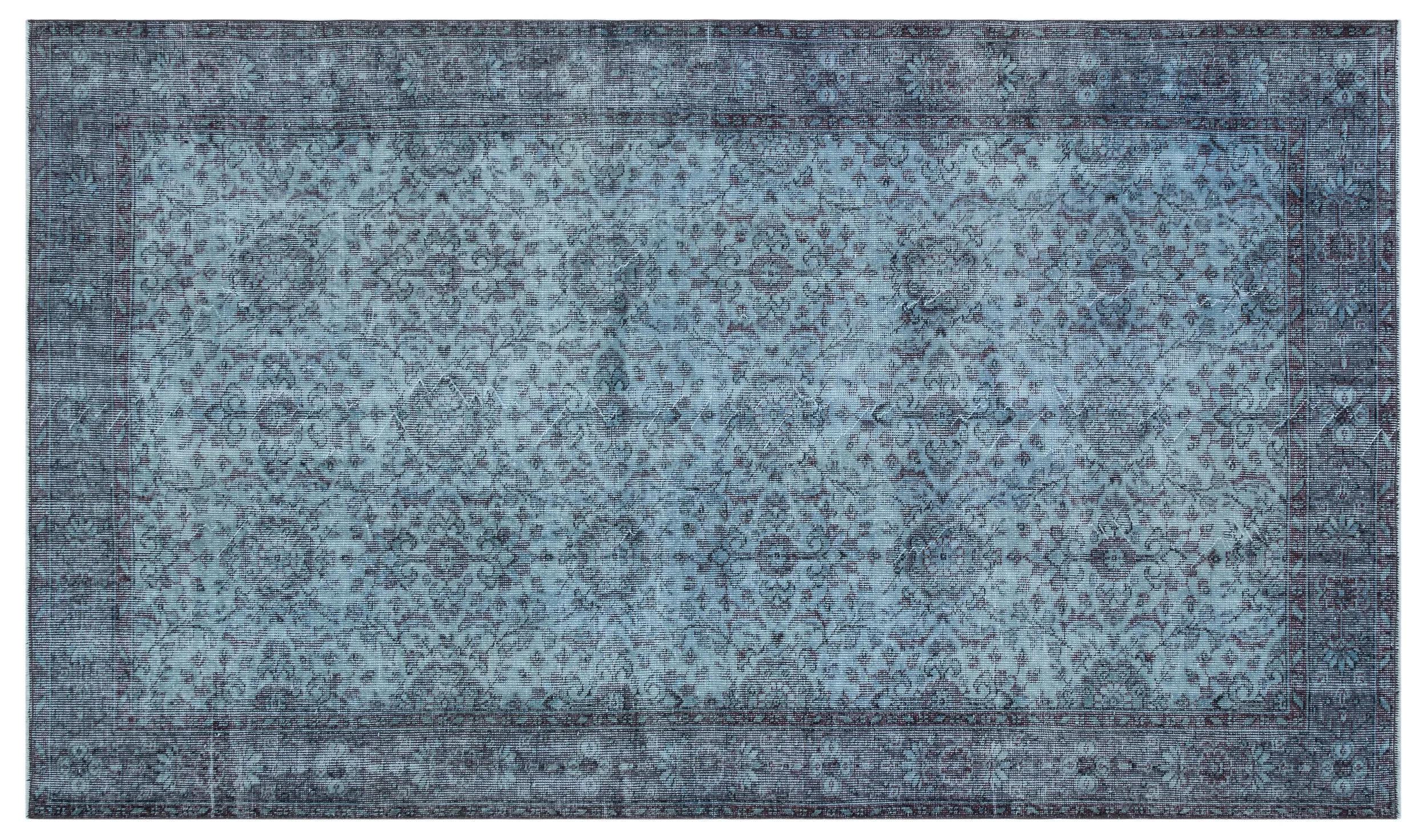 Retro Design Blue Over Dyed Vintage Rug 5'7'' x 9'6'' ft 170 x 290 cm