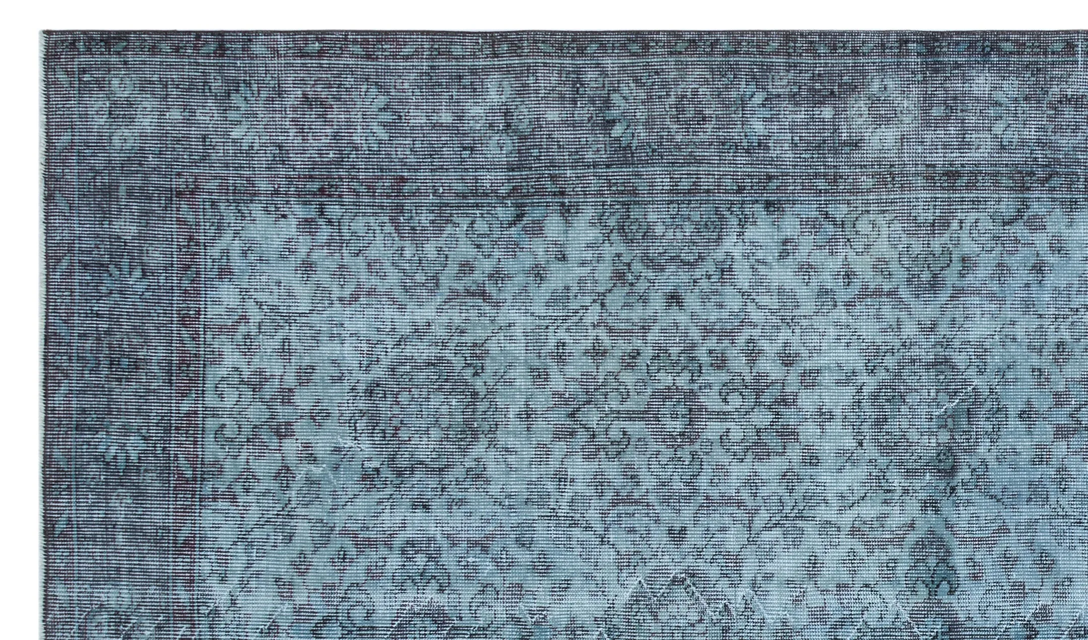 Retro Design Blue Over Dyed Vintage Rug 5'7'' x 9'6'' ft 170 x 290 cm