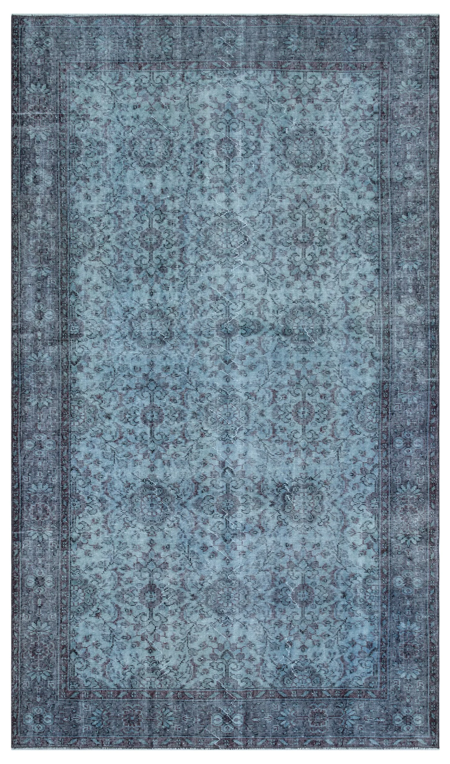 Retro Design Blue Over Dyed Vintage Rug 5'7'' x 9'6'' ft 170 x 290 cm