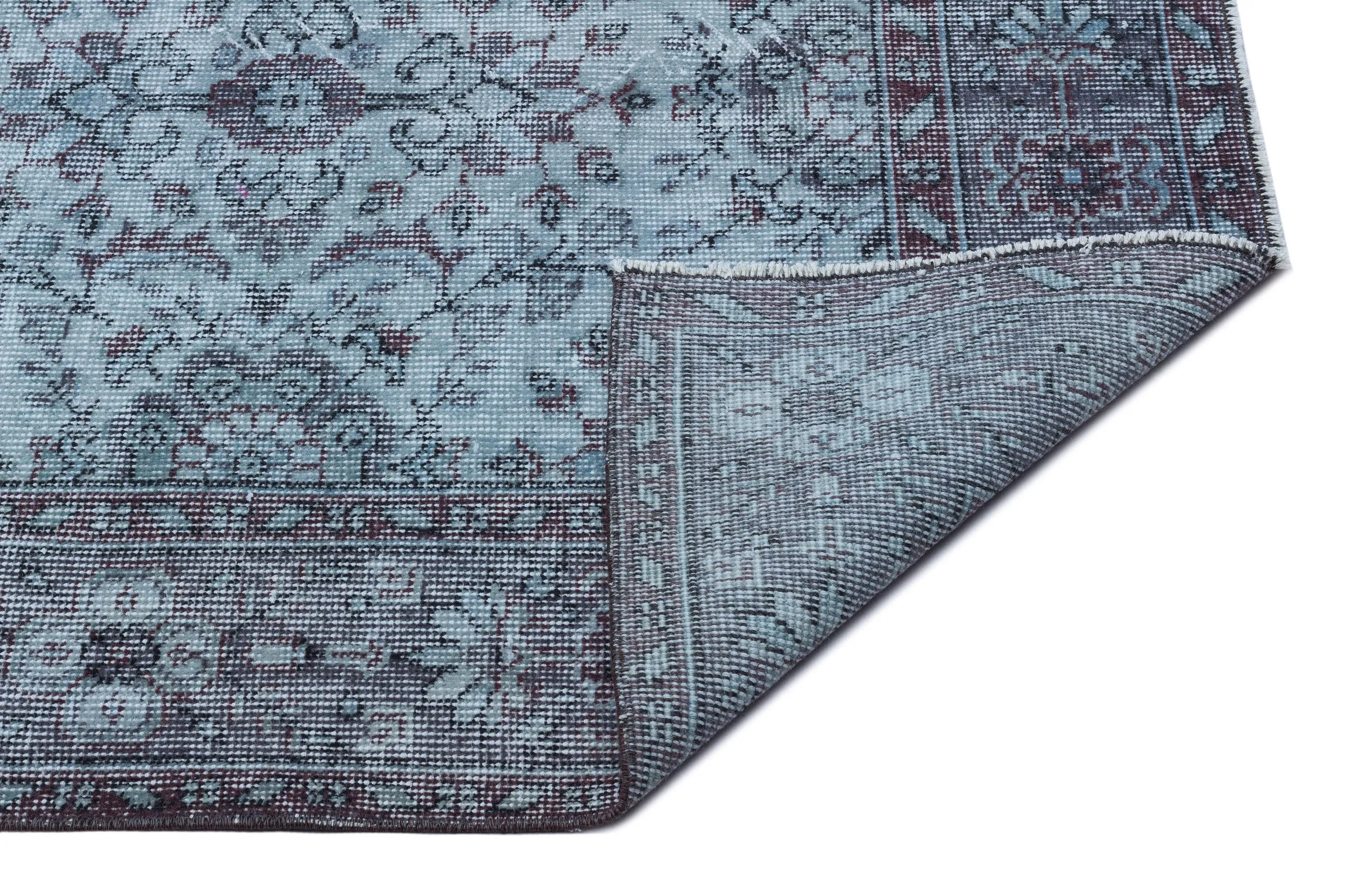 Retro Design Blue Over Dyed Vintage Rug 5'7'' x 9'6'' ft 170 x 290 cm