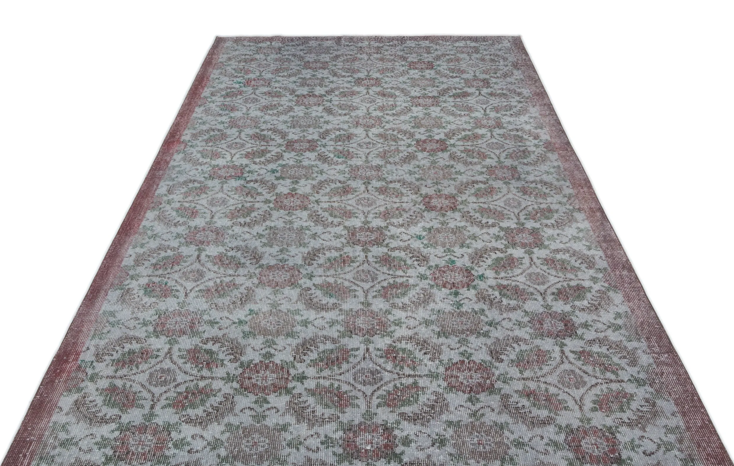 Retro Design Blue Over Dyed Vintage Rug 5'8'' x 9'4'' ft 173 x 285 cm