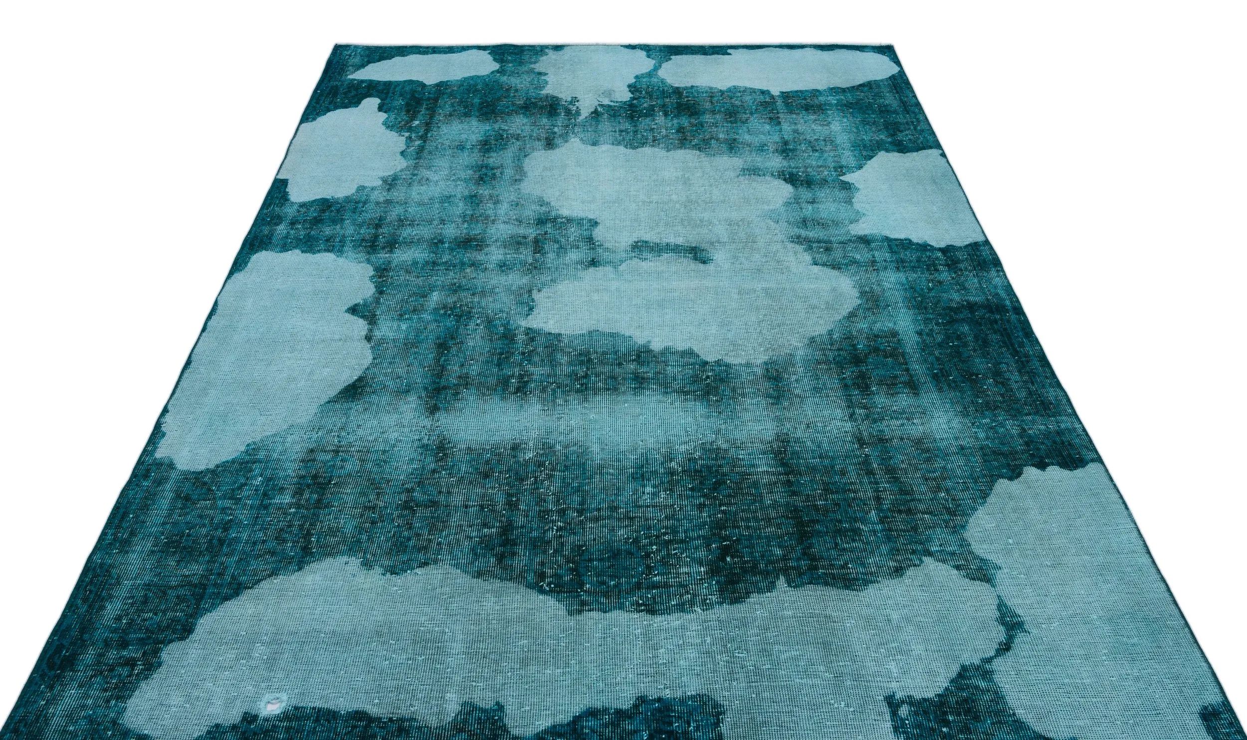 Retro Design Blue Over Dyed Vintage Rug 6'0'' x 8'10'' ft 183 x 269 cm