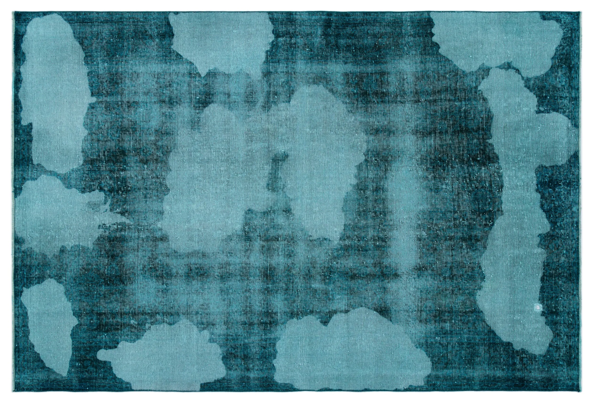 Retro Design Blue Over Dyed Vintage Rug 6'0'' x 8'10'' ft 183 x 269 cm