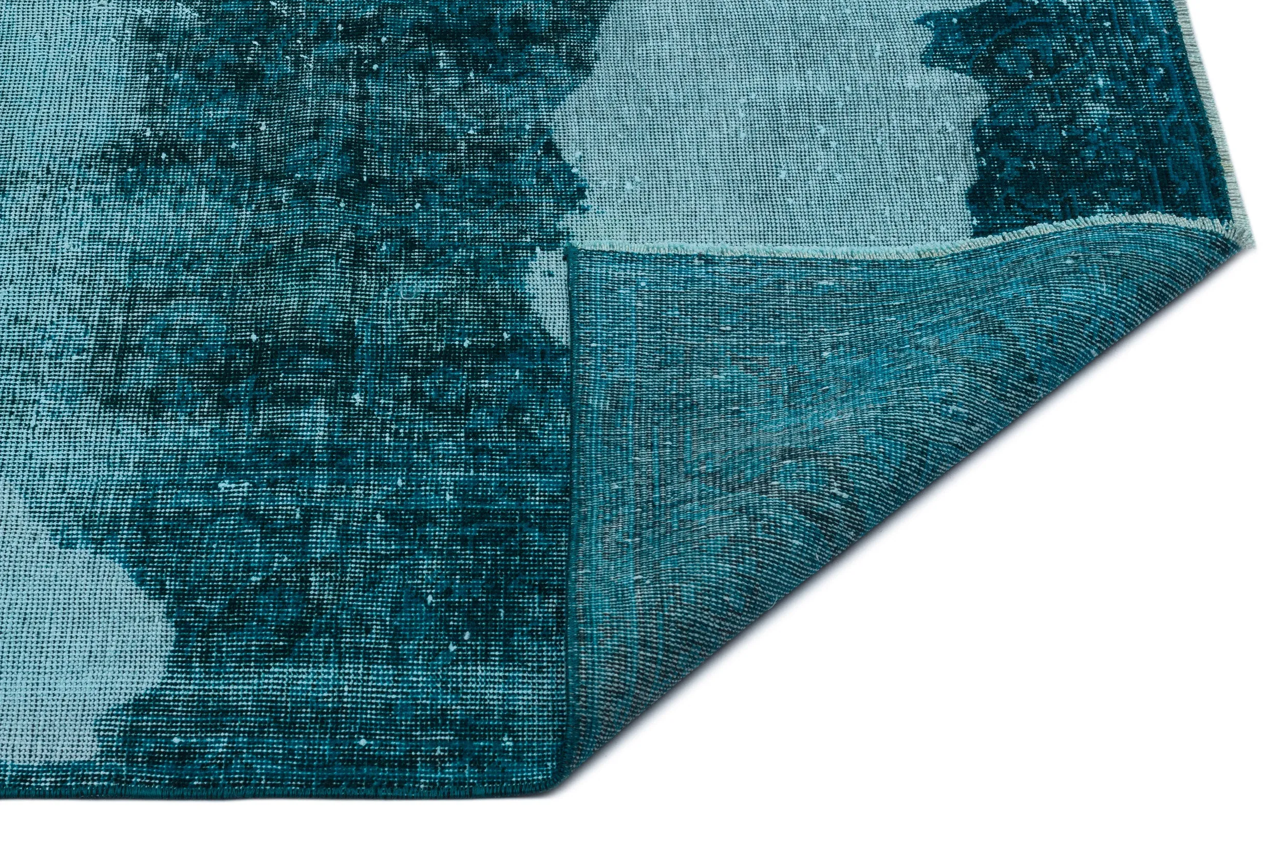Retro Design Blue Over Dyed Vintage Rug 6'0'' x 8'10'' ft 183 x 269 cm