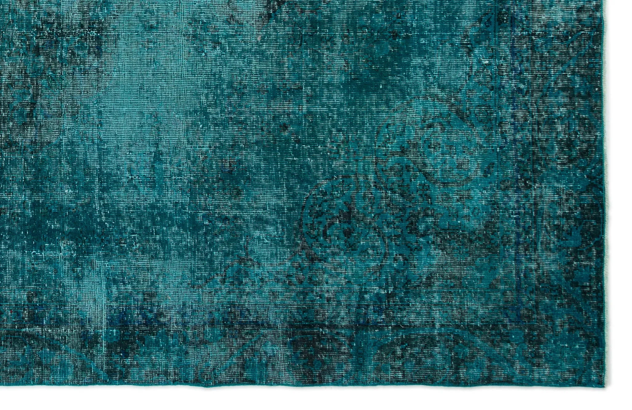 Retro Design Blue Over Dyed Vintage Rug 6'2'' x 9'6'' ft 188 x 290 cm