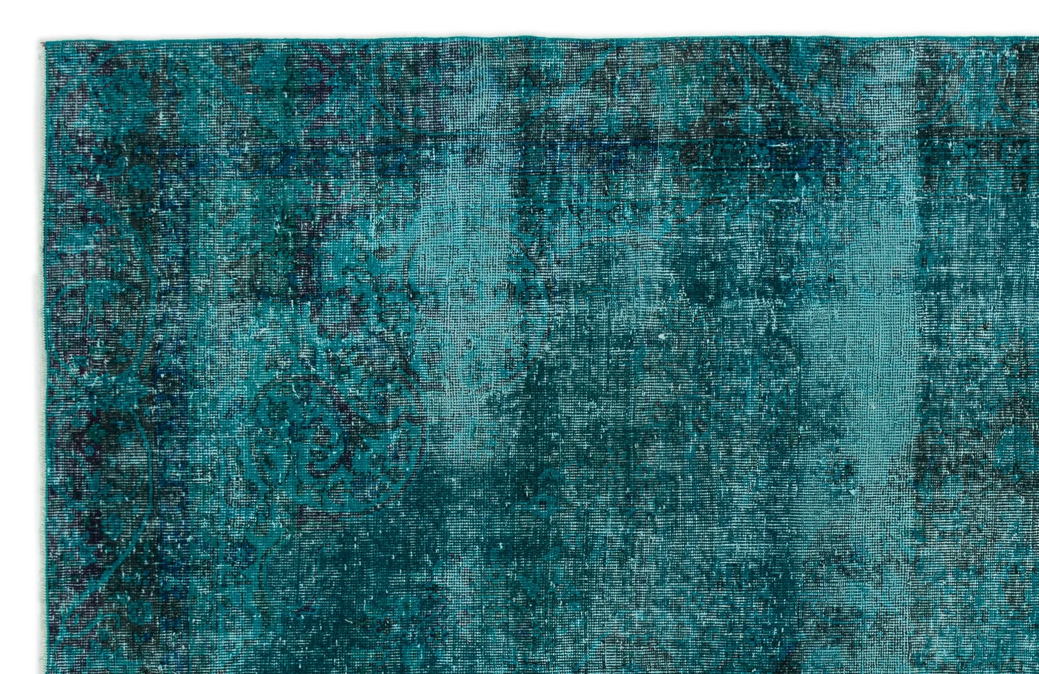 Retro Design Blue Over Dyed Vintage Rug 6'2'' x 9'6'' ft 188 x 290 cm