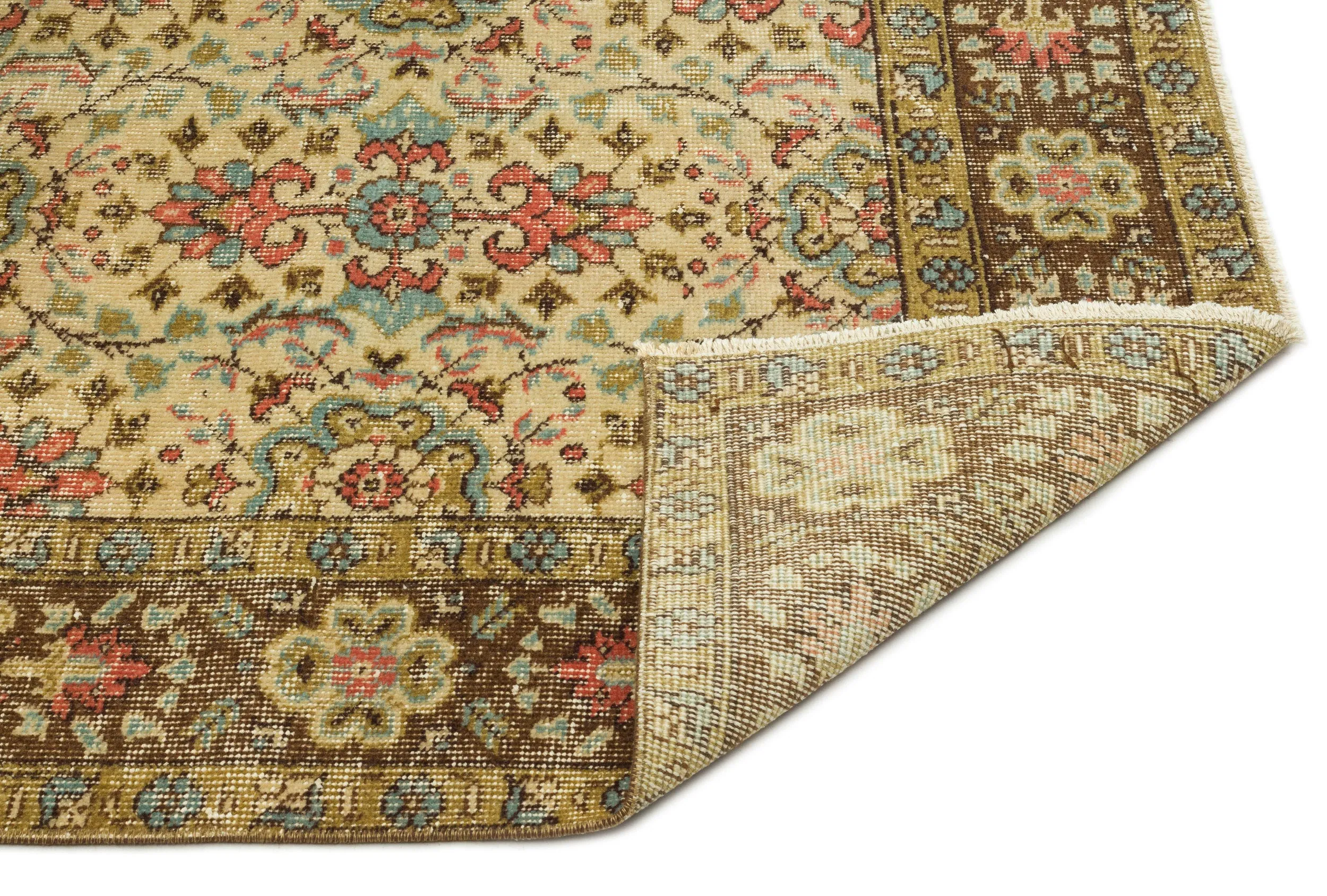 Retro Design Brown Over Dyed Vintage Rug 5'2'' x 8'4'' ft 158 x 255 cm