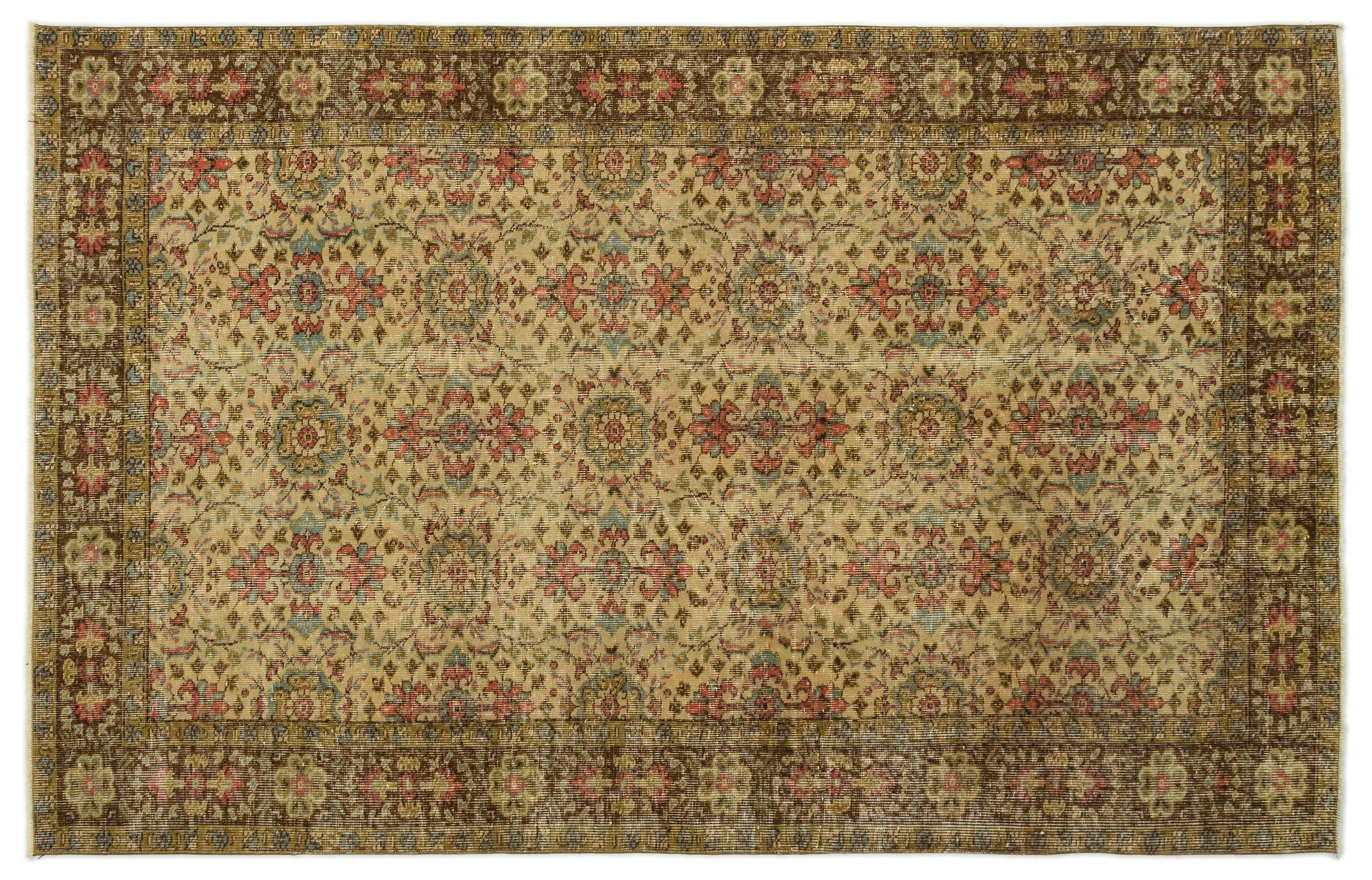 Retro Design Brown Over Dyed Vintage Rug 5'2'' x 8'4'' ft 158 x 255 cm