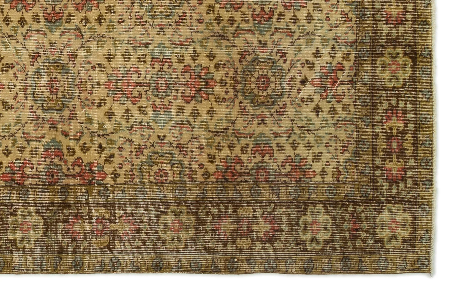 Retro Design Brown Over Dyed Vintage Rug 5'2'' x 8'4'' ft 158 x 255 cm