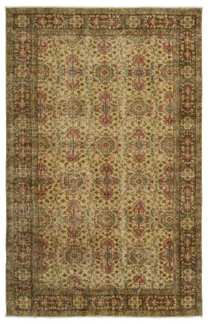 Retro Design Brown Over Dyed Vintage Rug 5'2'' x 8'4'' ft 158 x 255 cm