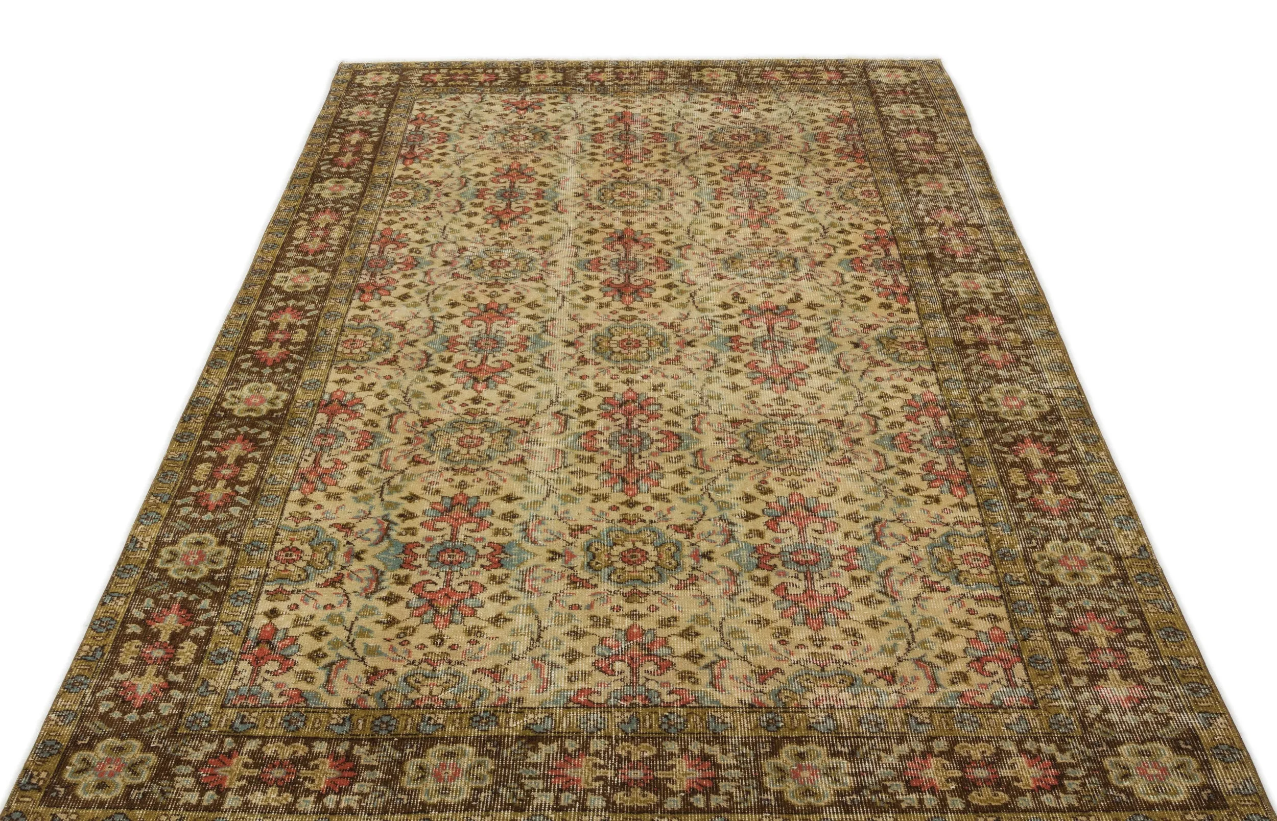 Retro Design Brown Over Dyed Vintage Rug 5'2'' x 8'4'' ft 158 x 255 cm