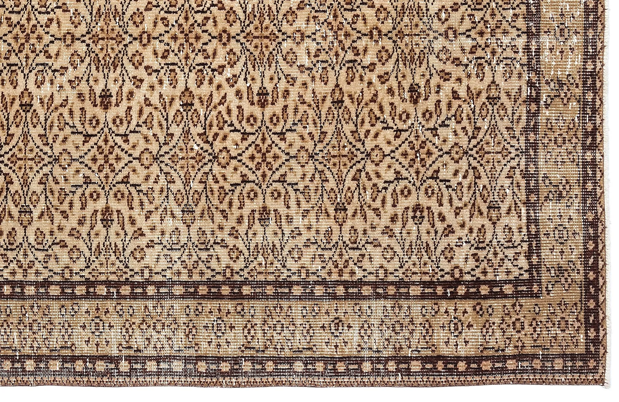 Retro Design Brown Over Dyed Vintage Rug 5'2'' x 8'8'' ft 157 x 263 cm