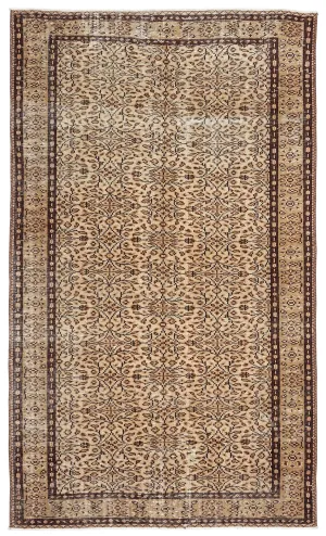 Retro Design Brown Over Dyed Vintage Rug 5'2'' x 8'8'' ft 157 x 263 cm