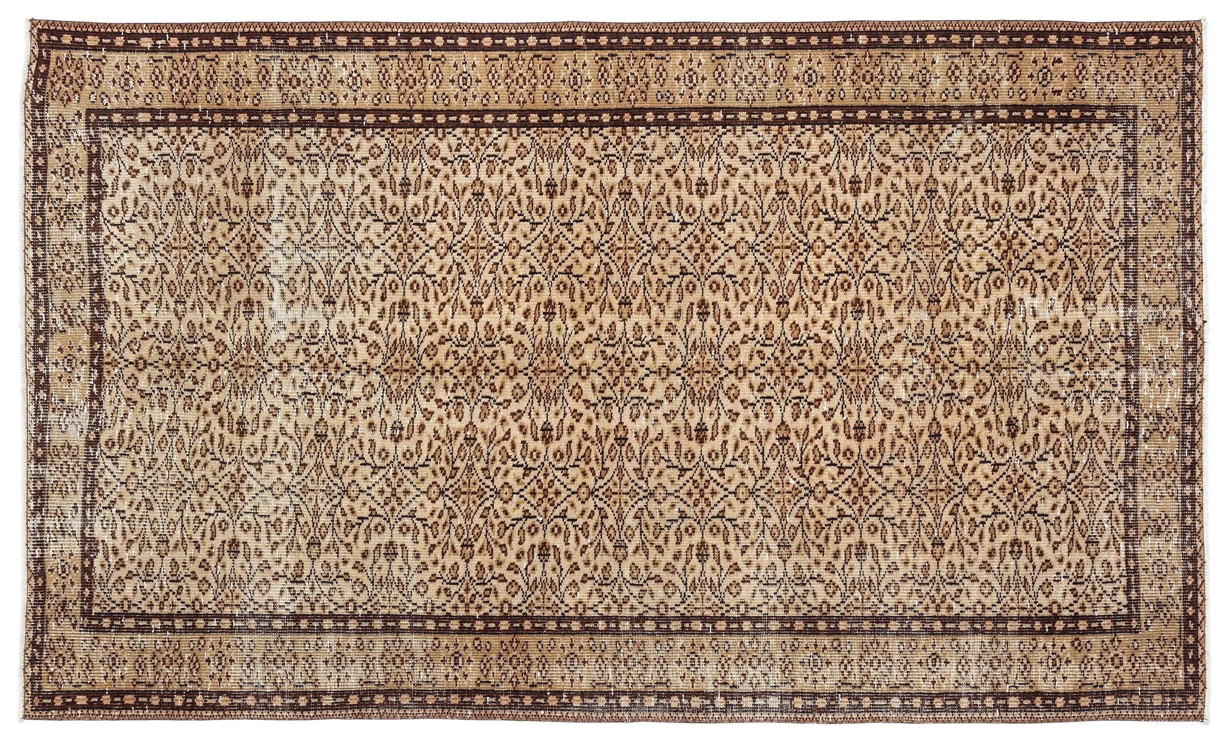 Retro Design Brown Over Dyed Vintage Rug 5'2'' x 8'8'' ft 157 x 263 cm