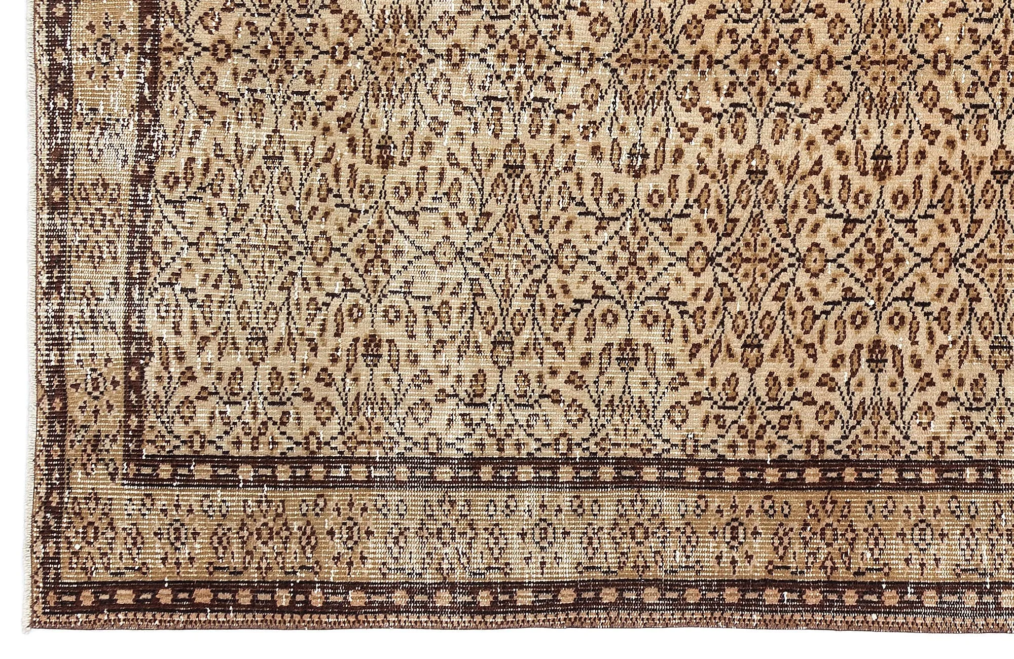 Retro Design Brown Over Dyed Vintage Rug 5'2'' x 8'8'' ft 157 x 263 cm