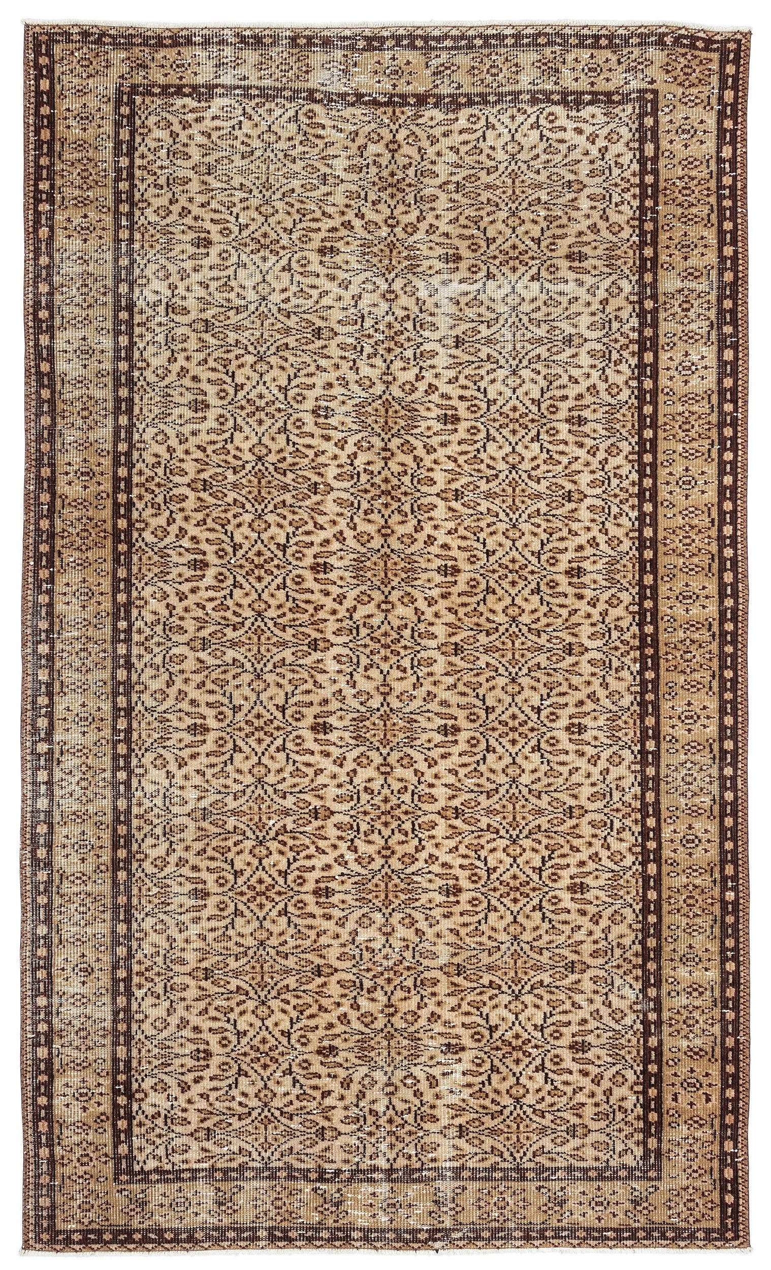Retro Design Brown Over Dyed Vintage Rug 5'2'' x 8'8'' ft 157 x 263 cm