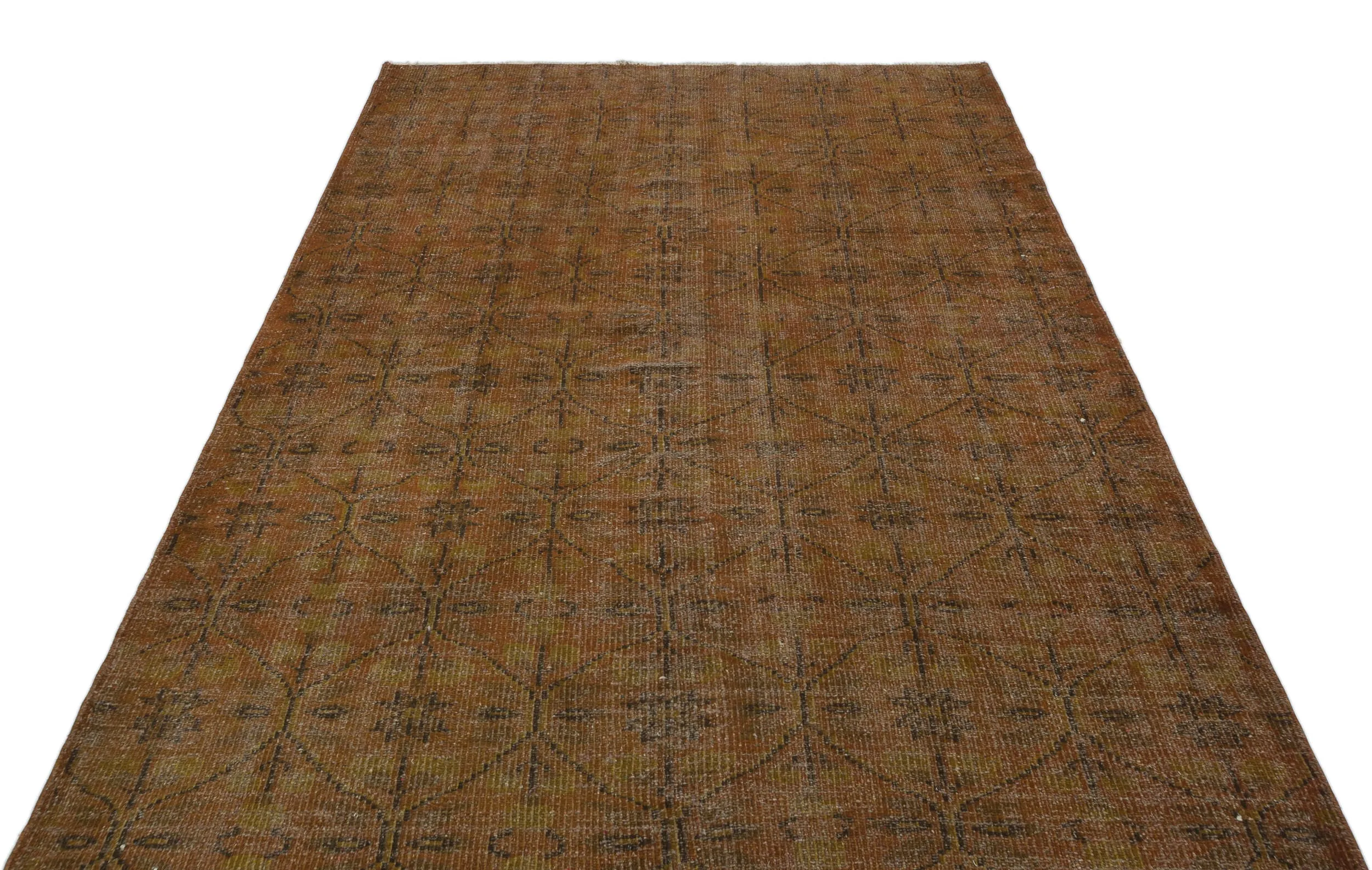 Retro Design Brown Over Dyed Vintage Rug 5'3'' x 7'10'' ft 160 x 239 cm