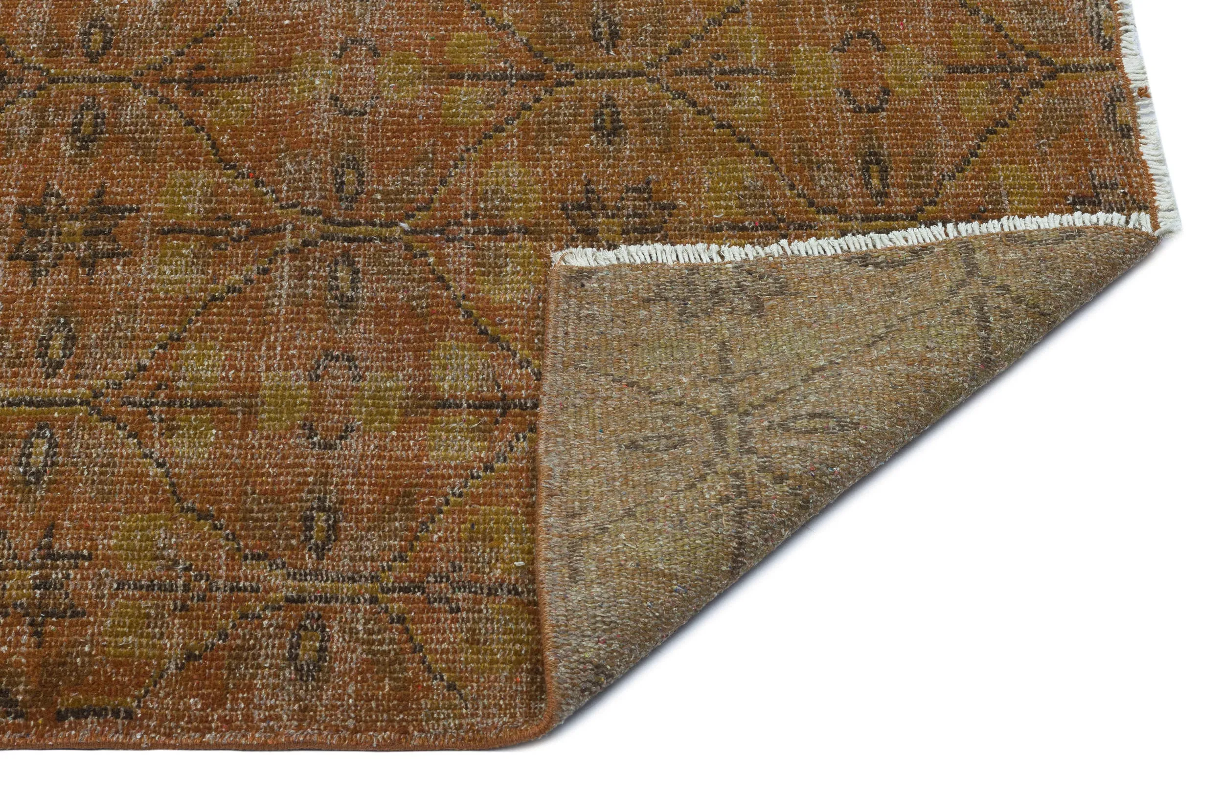 Retro Design Brown Over Dyed Vintage Rug 5'3'' x 7'10'' ft 160 x 239 cm