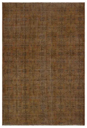 Retro Design Brown Over Dyed Vintage Rug 5'3'' x 7'10'' ft 160 x 239 cm