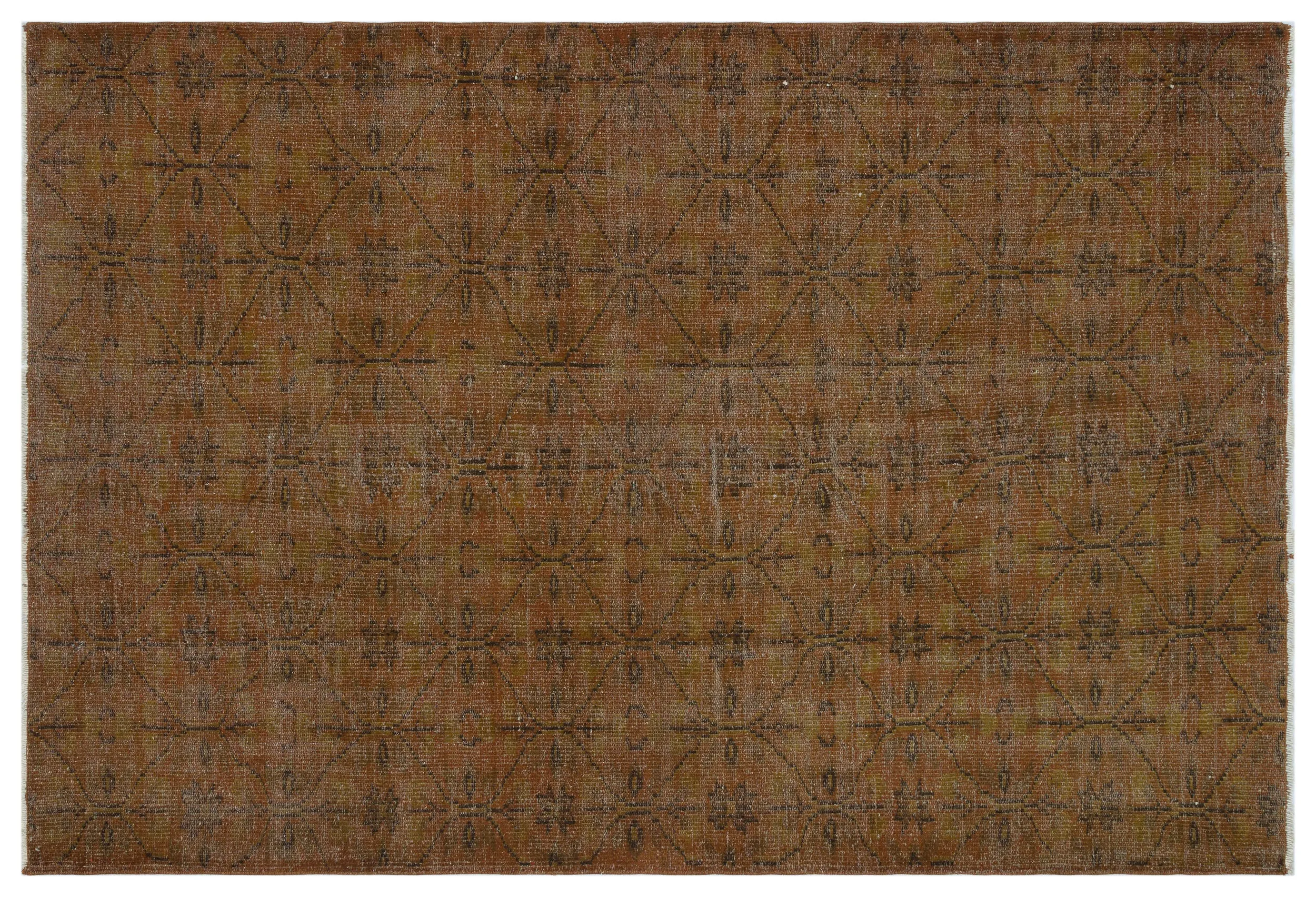 Retro Design Brown Over Dyed Vintage Rug 5'3'' x 7'10'' ft 160 x 239 cm