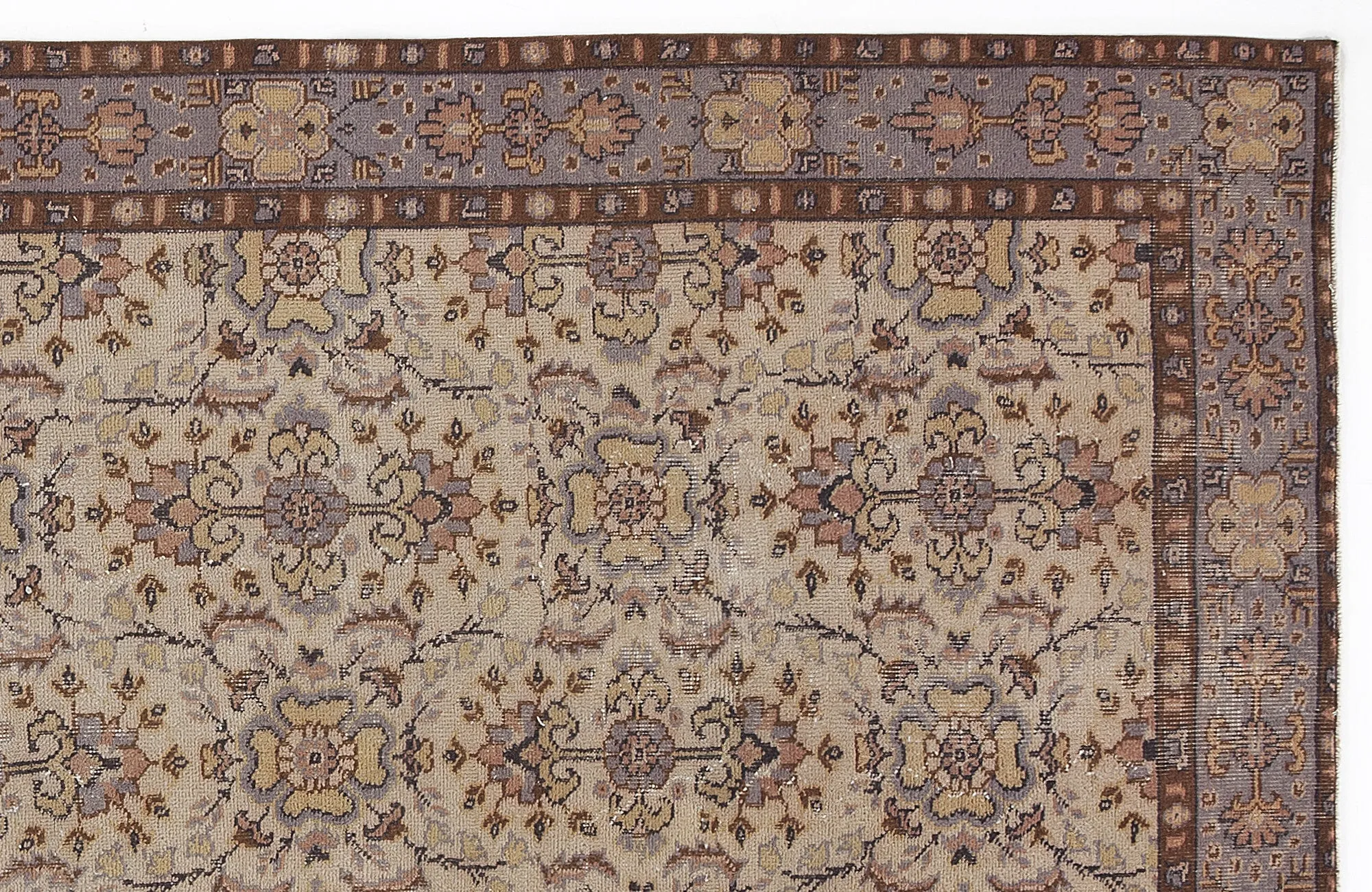 Retro Design Brown Over Dyed Vintage Rug 5'3'' x 9'5'' ft 160 x 288 cm