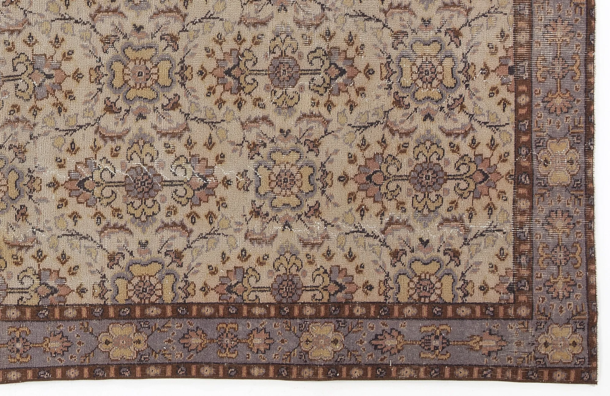 Retro Design Brown Over Dyed Vintage Rug 5'3'' x 9'5'' ft 160 x 288 cm