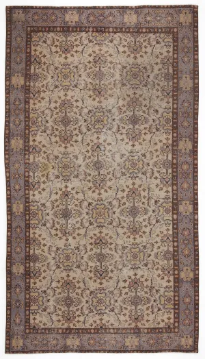 Retro Design Brown Over Dyed Vintage Rug 5'3'' x 9'5'' ft 160 x 288 cm