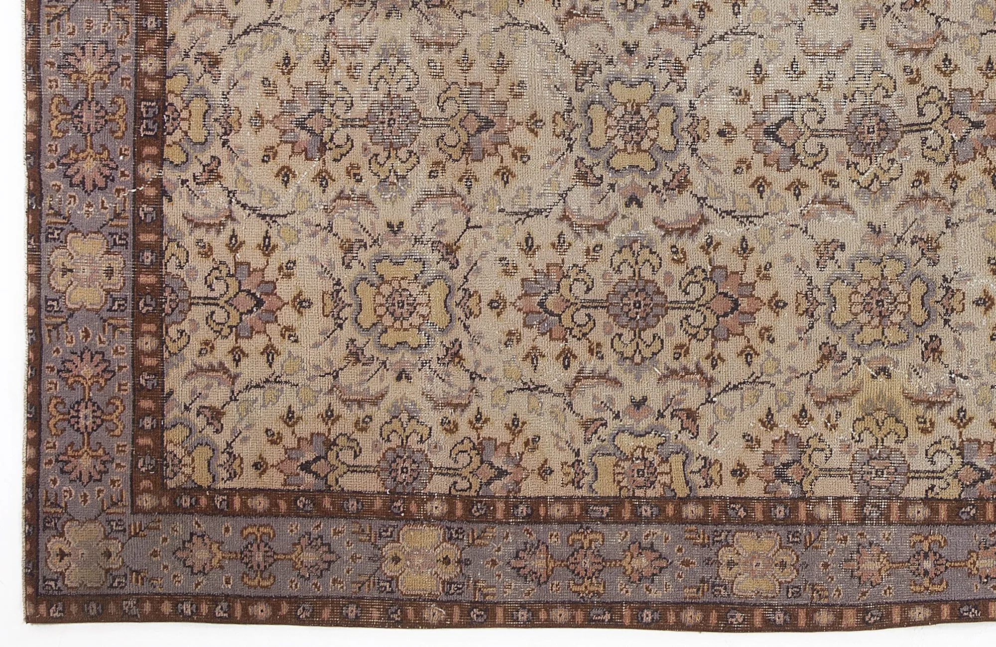 Retro Design Brown Over Dyed Vintage Rug 5'3'' x 9'5'' ft 160 x 288 cm