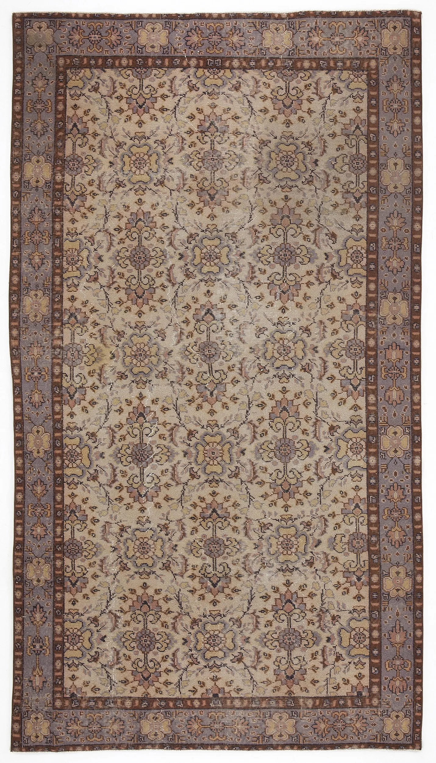 Retro Design Brown Over Dyed Vintage Rug 5'3'' x 9'5'' ft 160 x 288 cm
