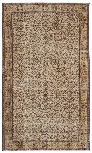 Retro Design Brown Over Dyed Vintage Rug 5'5'' x 9'1'' ft 165 x 276 cm