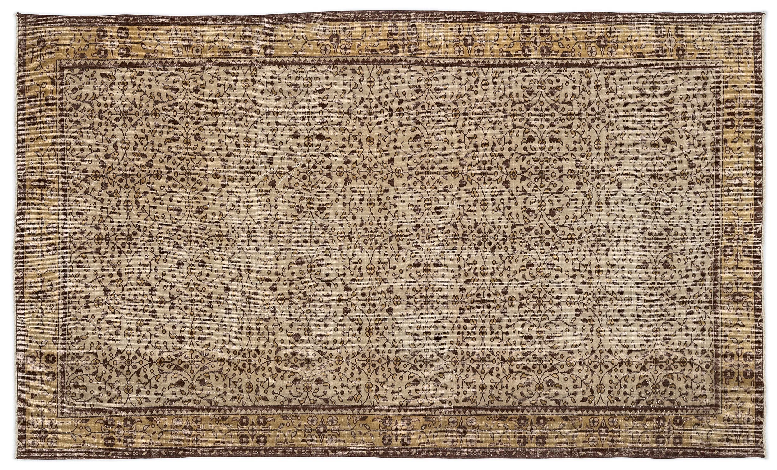 Retro Design Brown Over Dyed Vintage Rug 5'5'' x 9'1'' ft 165 x 276 cm