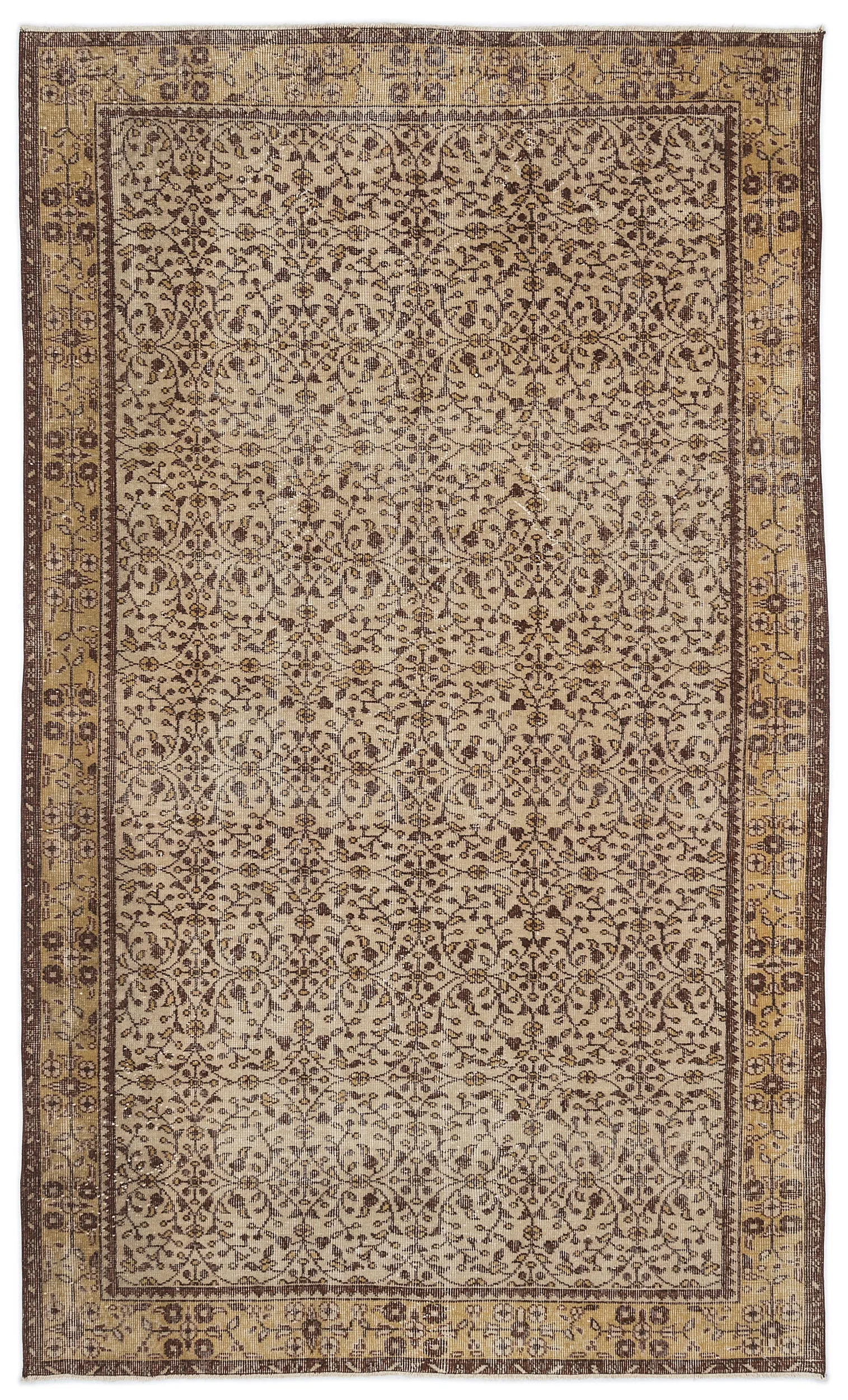Retro Design Brown Over Dyed Vintage Rug 5'5'' x 9'1'' ft 165 x 276 cm