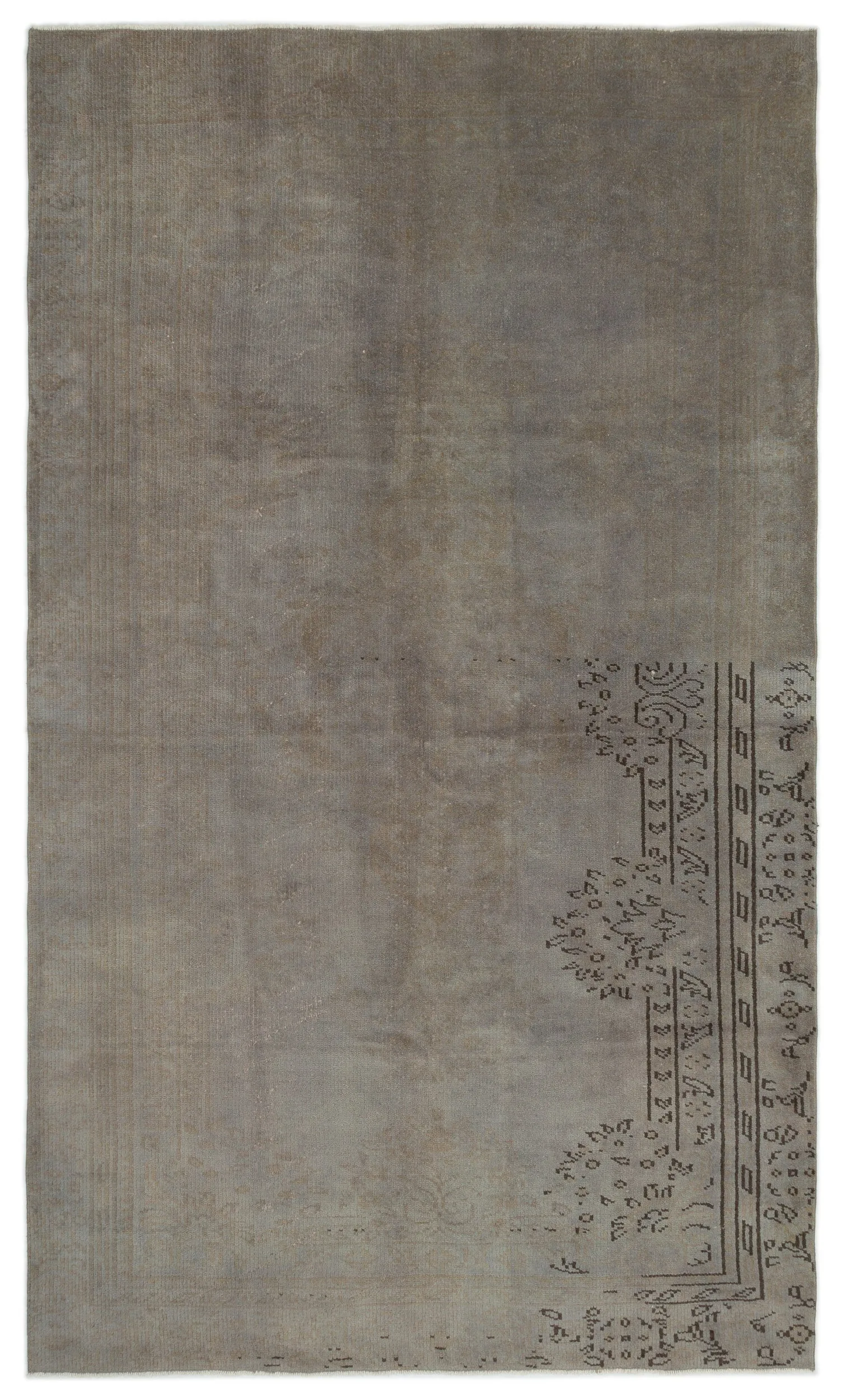 Retro Design Copper Bronze Over Dyed Vintage Rug 5'7'' x 9'6'' ft 170 x 290 cm