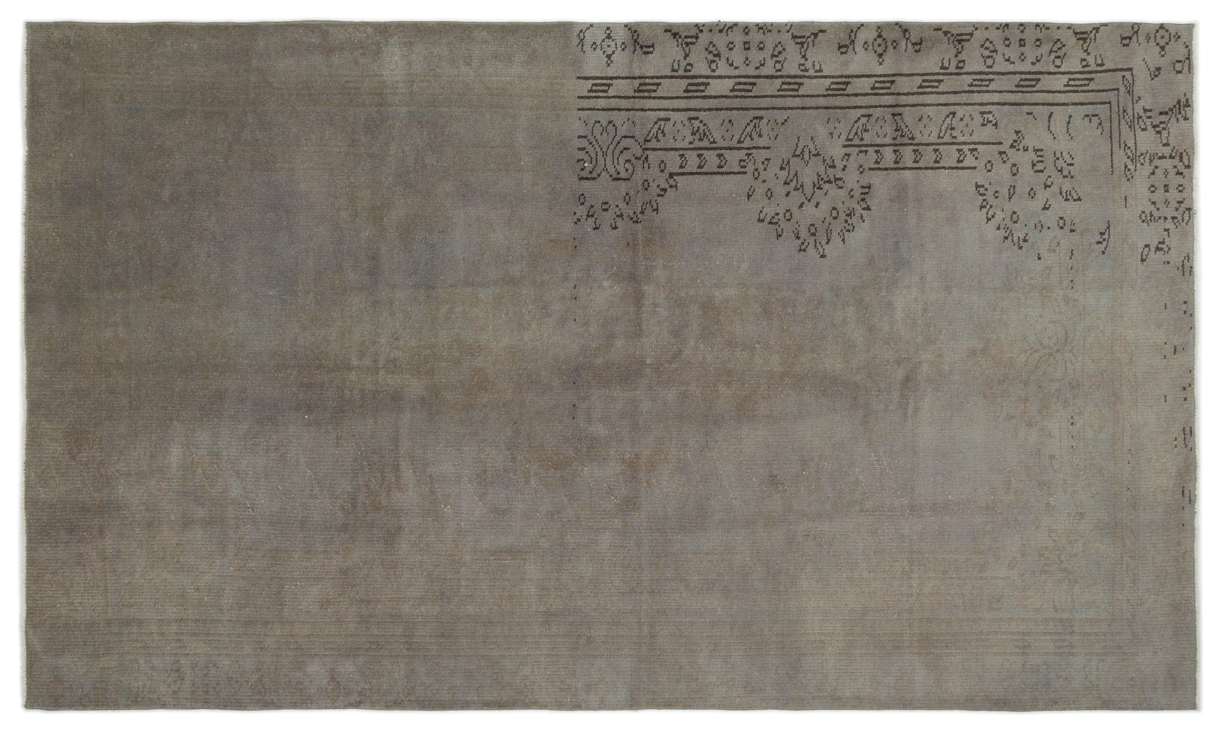 Retro Design Copper Bronze Over Dyed Vintage Rug 5'7'' x 9'6'' ft 170 x 290 cm