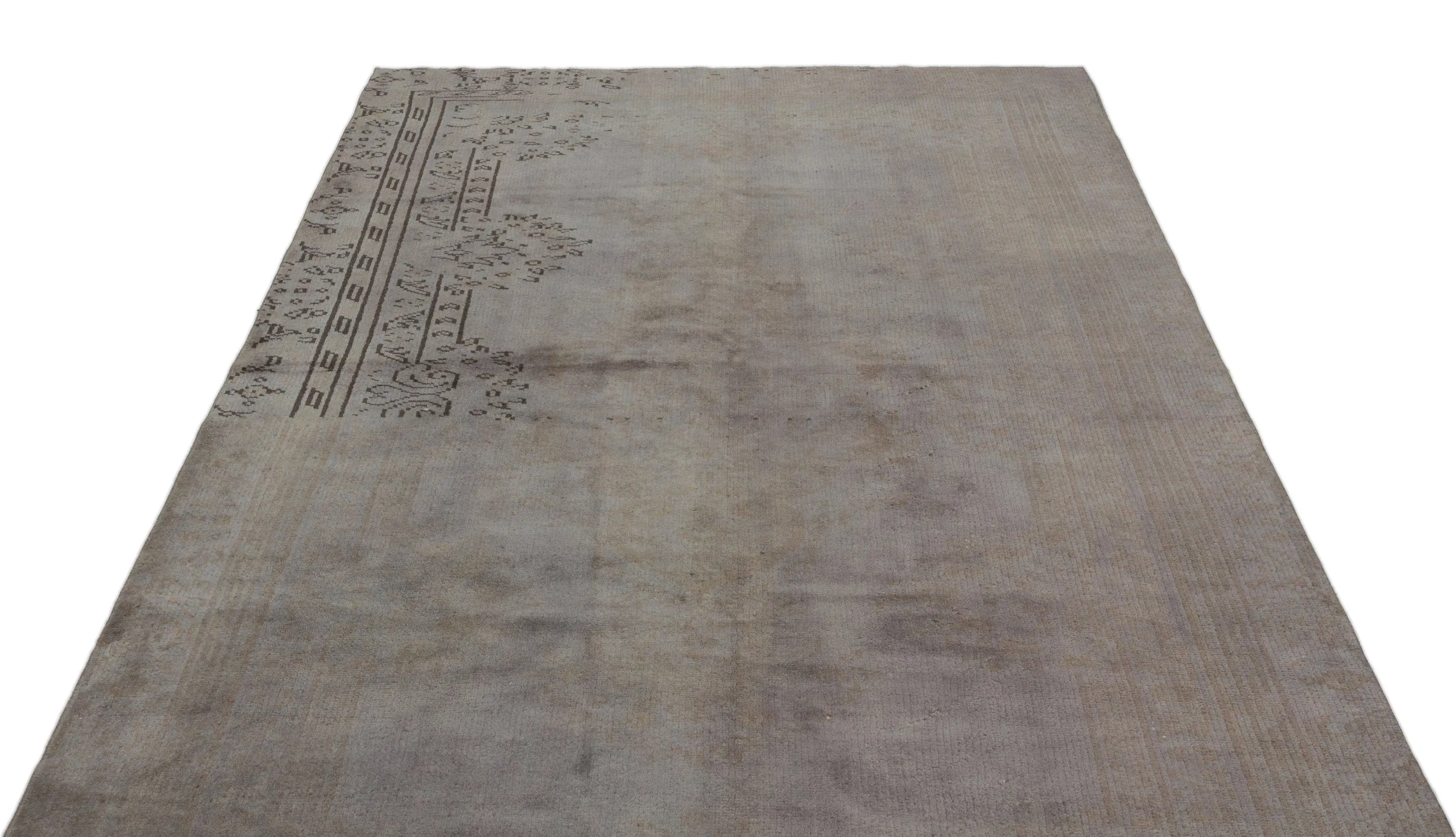 Retro Design Copper Bronze Over Dyed Vintage Rug 5'7'' x 9'6'' ft 170 x 290 cm