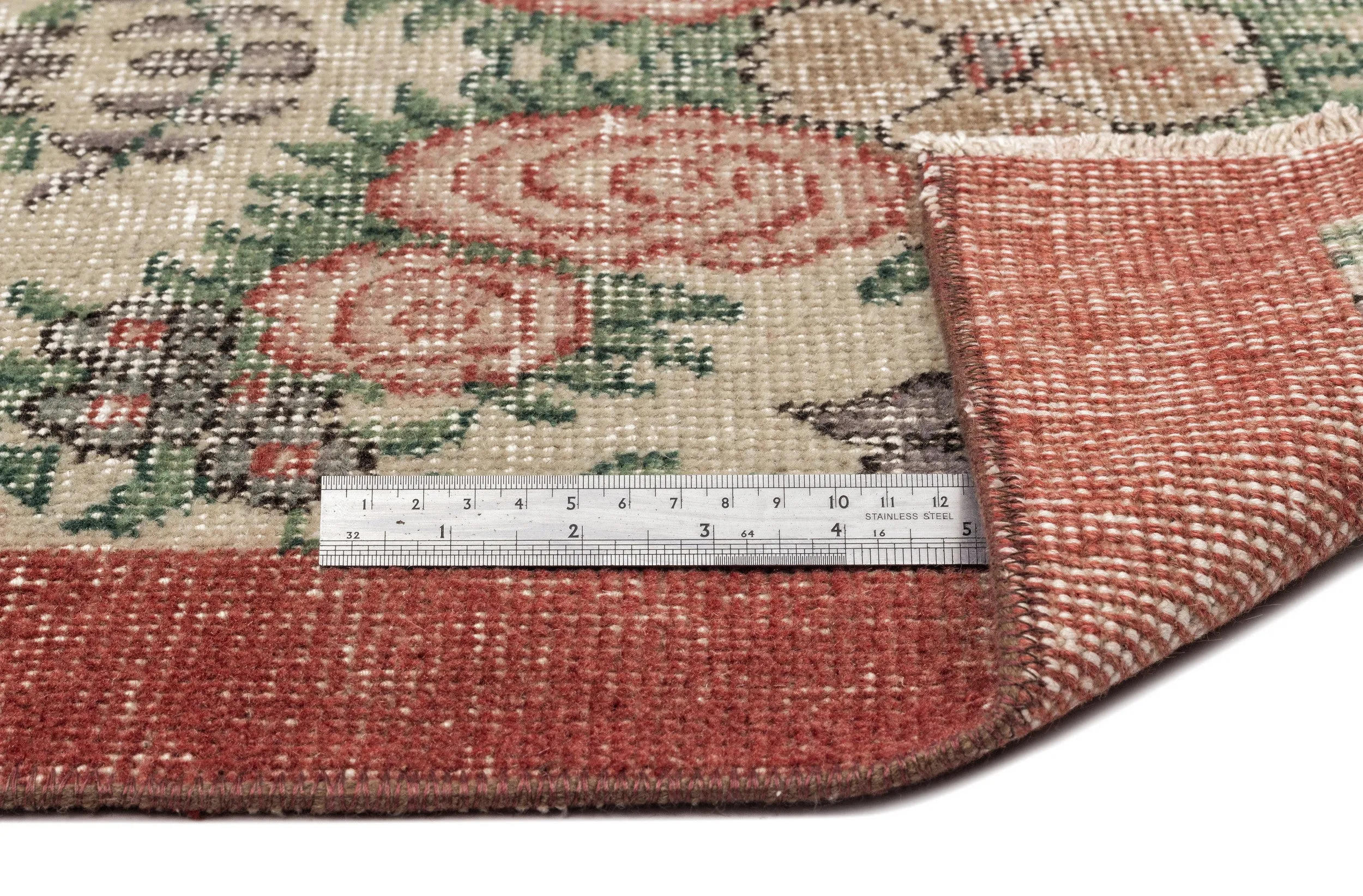Retro Design Floral Over Dyed Vintage Rug 3'9'' x 6'7'' ft 114 x 201 cm