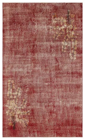 Retro Design Floral Over Dyed Vintage Rug 4'11'' x 8'4'' ft 151 x 255 cm