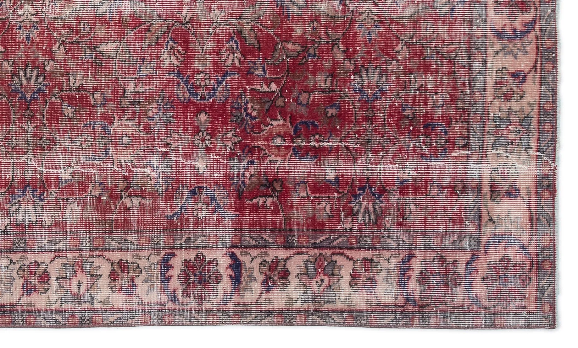 Retro Design Floral Over Dyed Vintage Rug 5'1'' x 8'9'' ft 155 x 266 cm