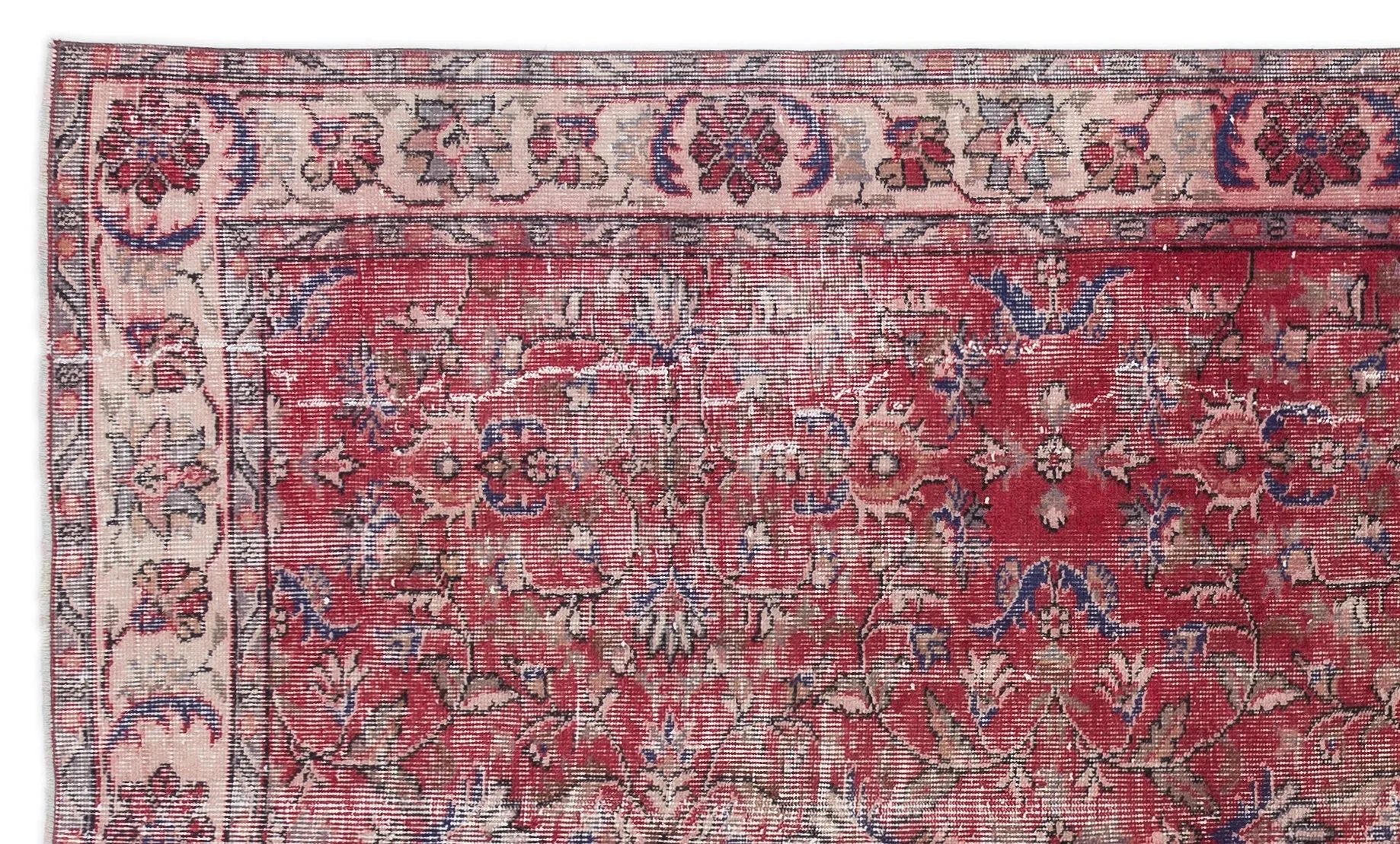 Retro Design Floral Over Dyed Vintage Rug 5'1'' x 8'9'' ft 155 x 266 cm