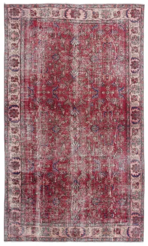 Retro Design Floral Over Dyed Vintage Rug 5'1'' x 8'9'' ft 155 x 266 cm