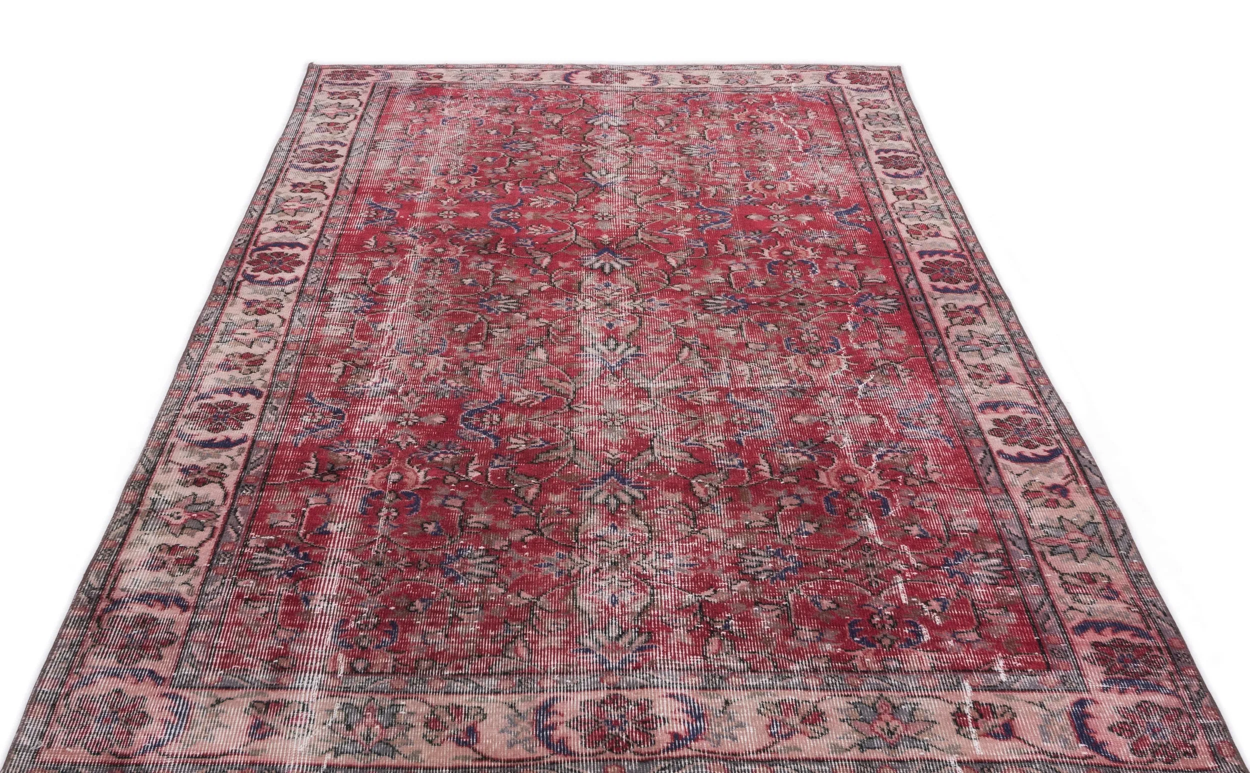 Retro Design Floral Over Dyed Vintage Rug 5'1'' x 8'9'' ft 155 x 266 cm