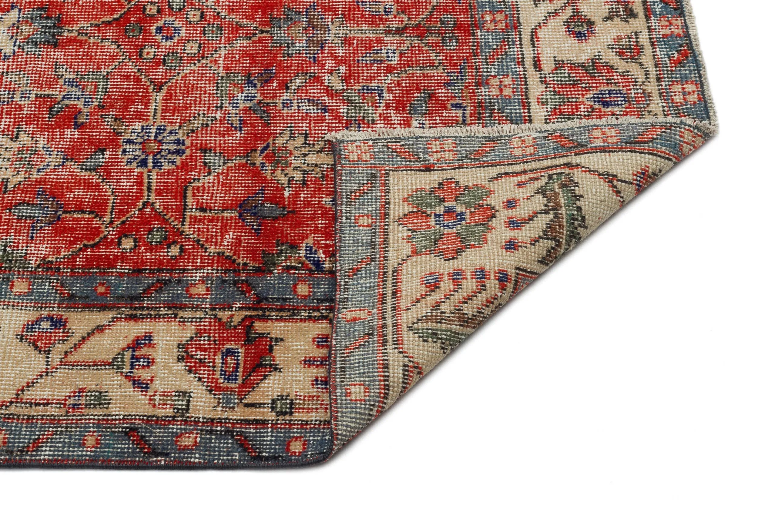 Retro Design Floral Over Dyed Vintage Rug 5'2'' x 8'10'' ft 157 x 268 cm