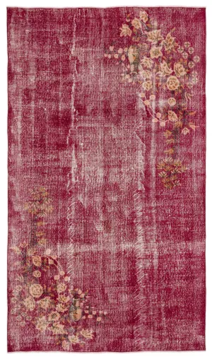 Retro Design Floral Over Dyed Vintage Rug 5'2'' x 8'12'' ft 158 x 274 cm