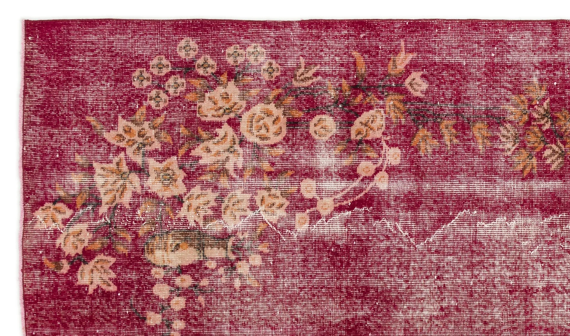 Retro Design Floral Over Dyed Vintage Rug 5'2'' x 8'12'' ft 158 x 274 cm