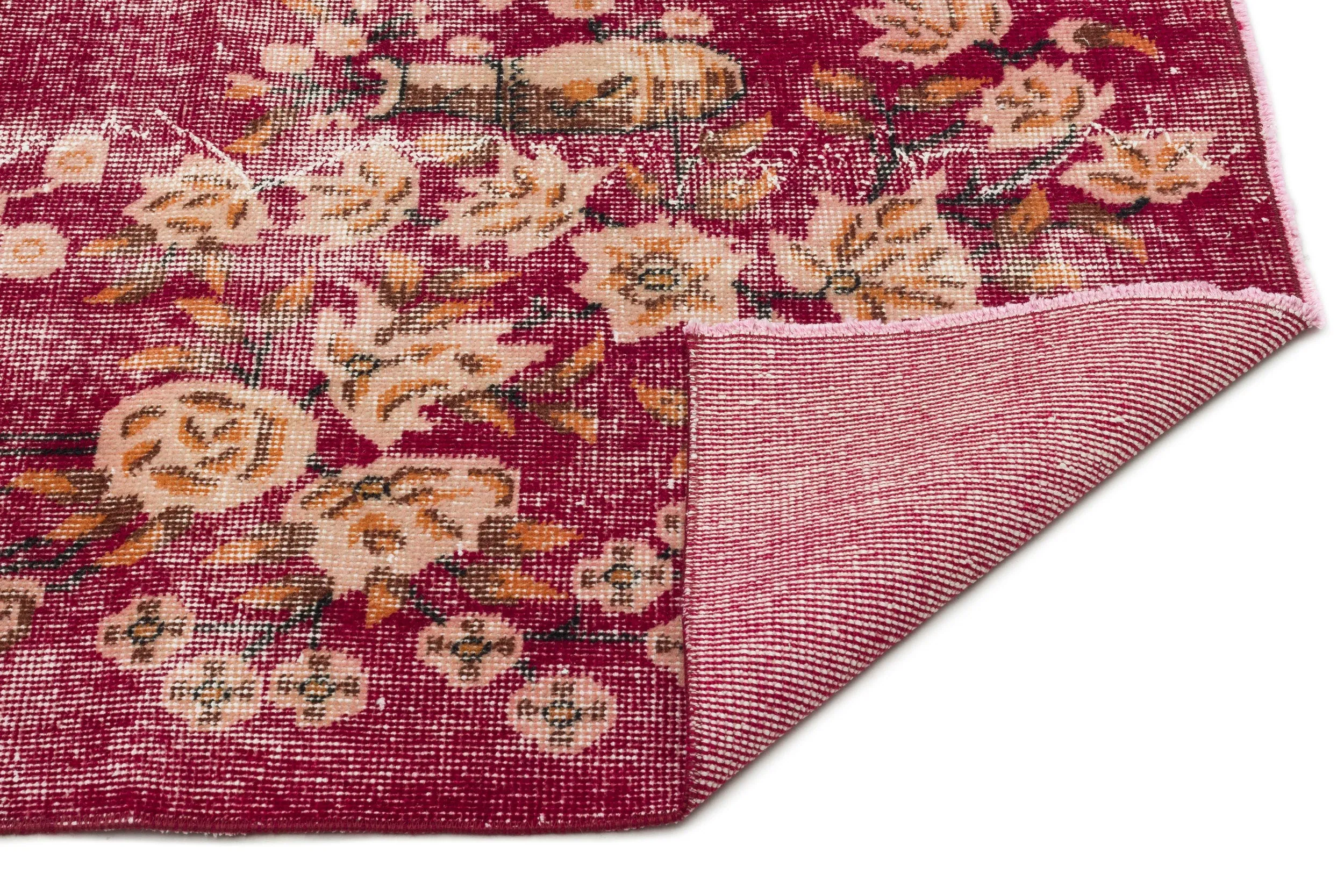 Retro Design Floral Over Dyed Vintage Rug 5'2'' x 8'12'' ft 158 x 274 cm