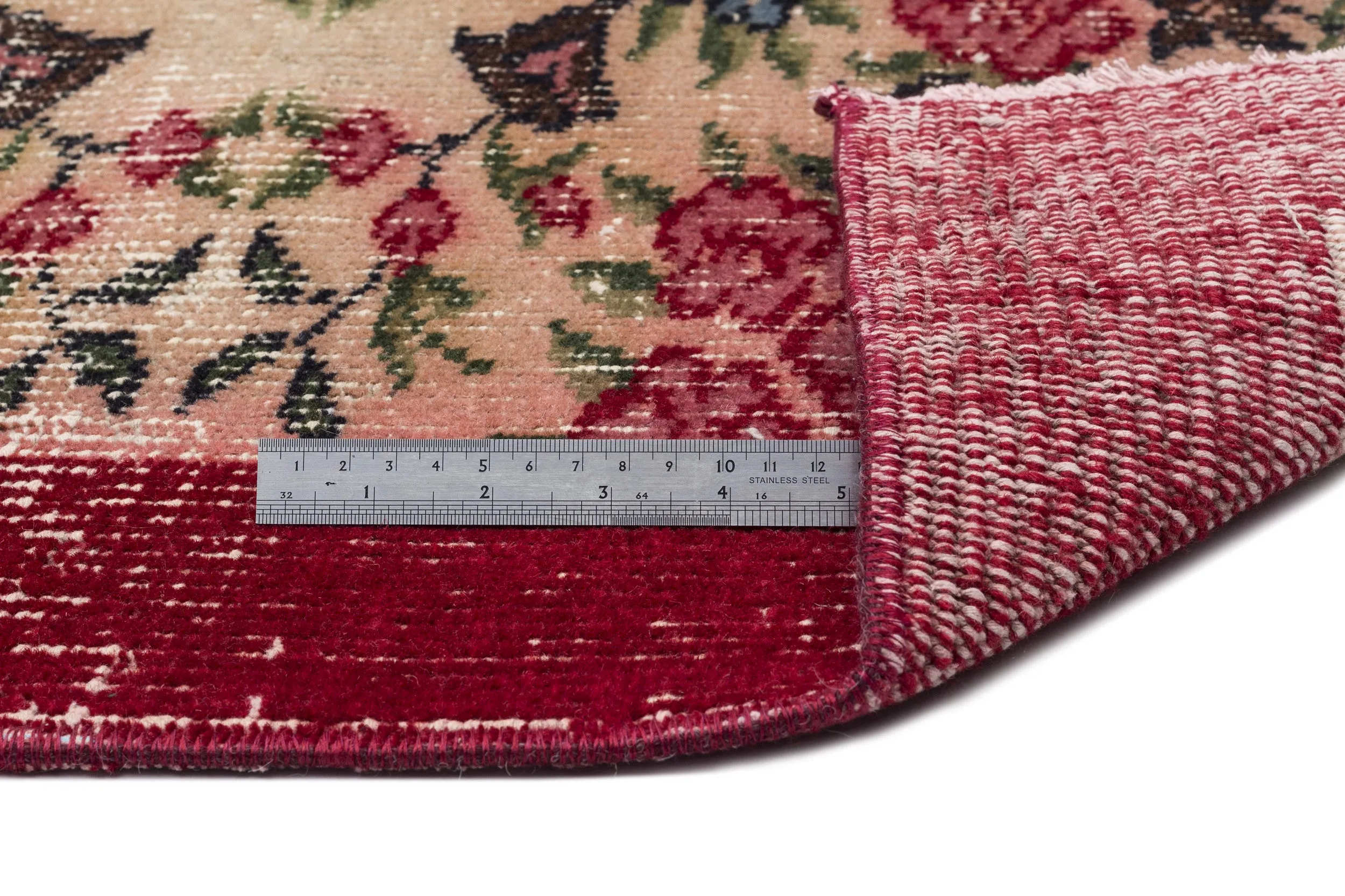 Retro Design Floral Over Dyed Vintage Rug 5'2'' x 8'9'' ft 157 x 266 cm
