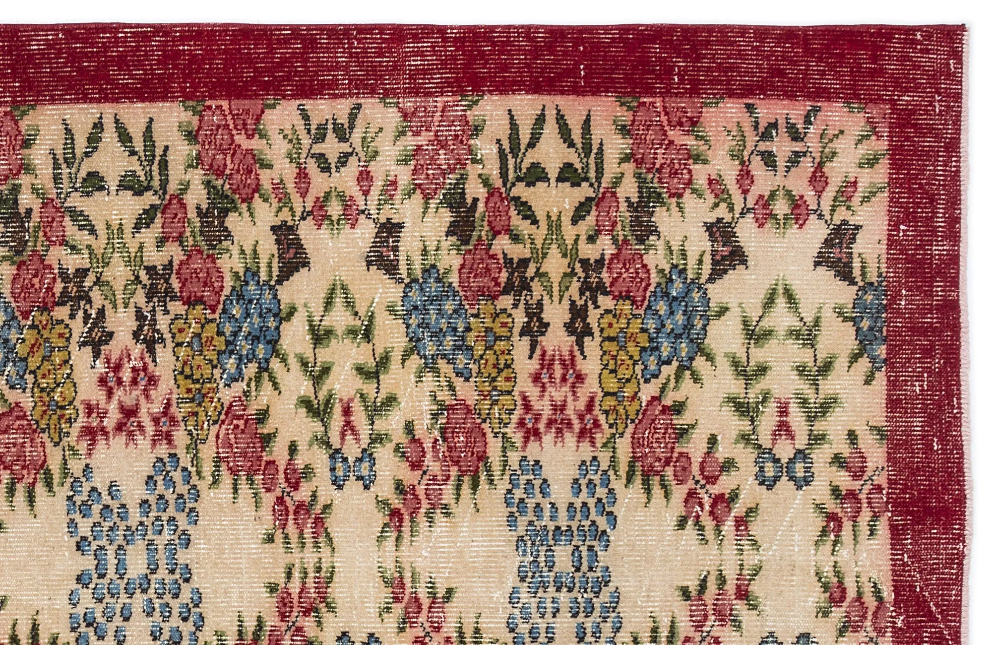 Retro Design Floral Over Dyed Vintage Rug 5'2'' x 8'9'' ft 157 x 266 cm