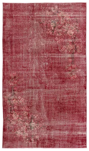 Retro Design Floral Over Dyed Vintage Rug 5'3'' x 9'0'' ft 160 x 275 cm