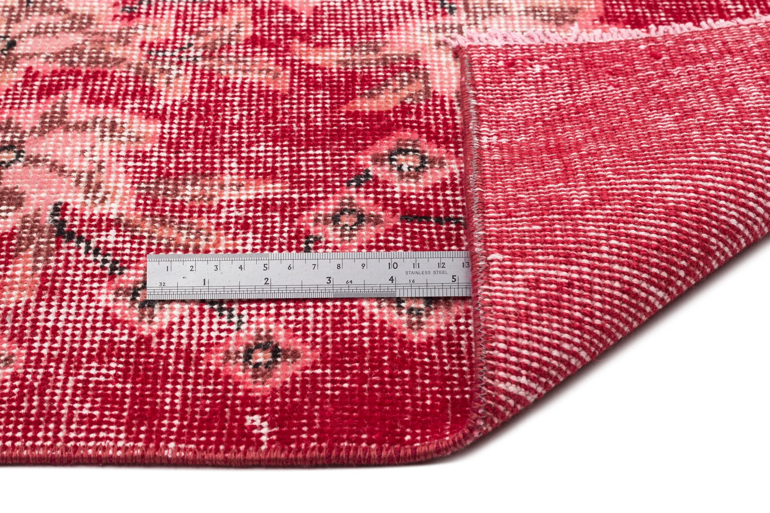 Retro Design Floral Over Dyed Vintage Rug 5'3'' x 9'0'' ft 160 x 275 cm