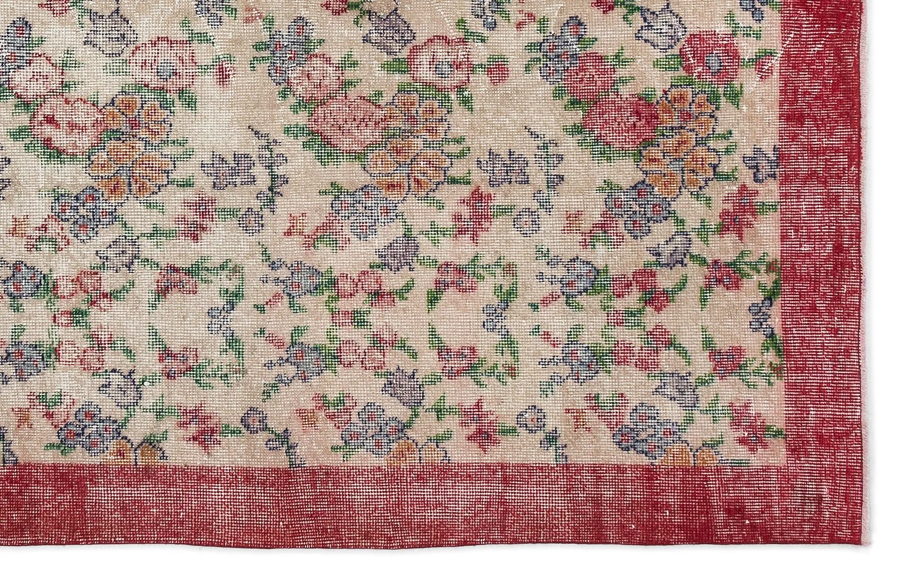 Retro Design Floral Over Dyed Vintage Rug 5'5'' x 8'8'' ft 165 x 264 cm